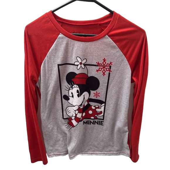 Disneys Pajama Set Minnie Mouse Womens Small Top & Pants Christmas Red Mickey - Picture 5 of 6